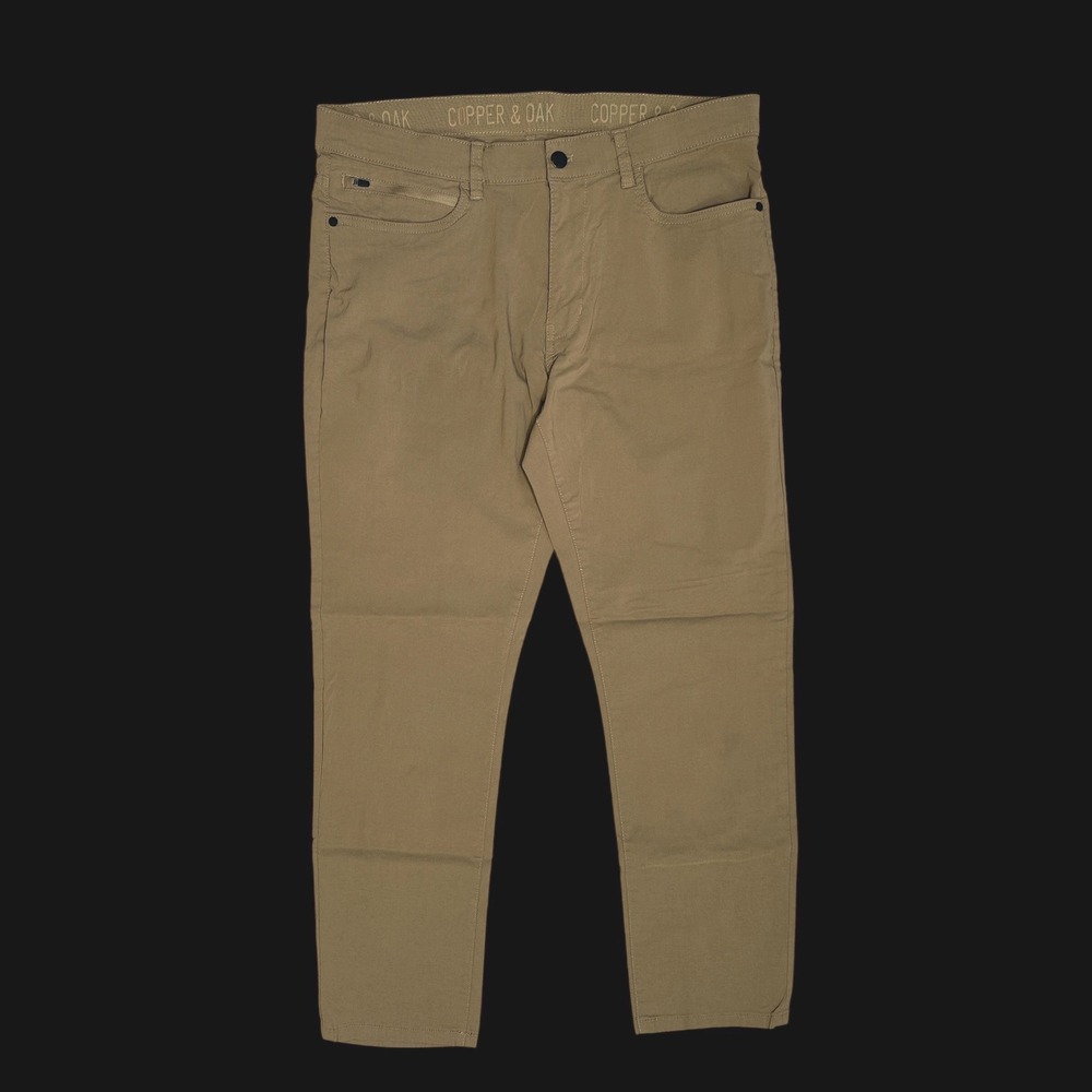 Copper & Oak Supply Co Mens Khaki Tan 5-Pocket Chino Pants 36x30 Stretch